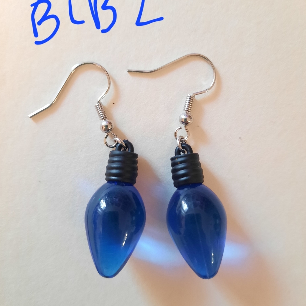 Blue Smooth Light Bulb Earring